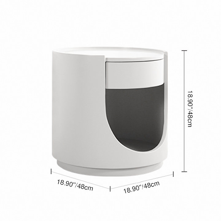 Table de nuit ronde de style scandinave - Magie de rangement optimisant l’espace, table de chevet 1 tiroir pour chambre à coucher 