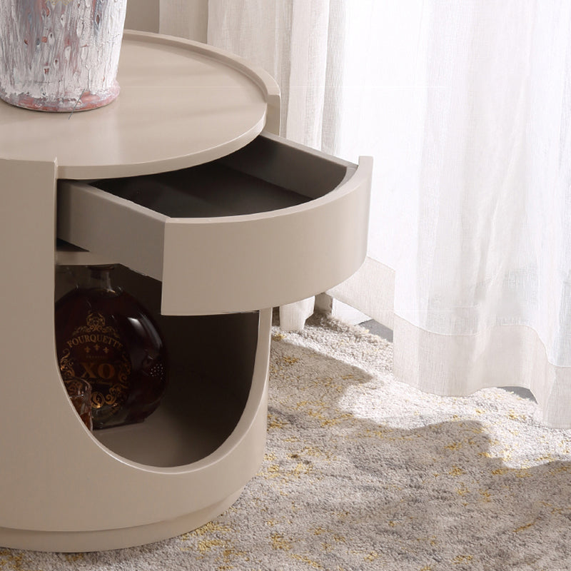Scandinavian Style Round Nightstand - Space-Maximizing Storage Magic Bedside Table 1-Drawer For Bedroom