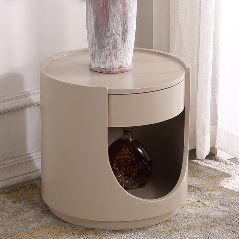 Scandinavian Style Round Nightstand - Space-Maximizing Storage Magic Bedside Table 1-Drawer For Bedroom
