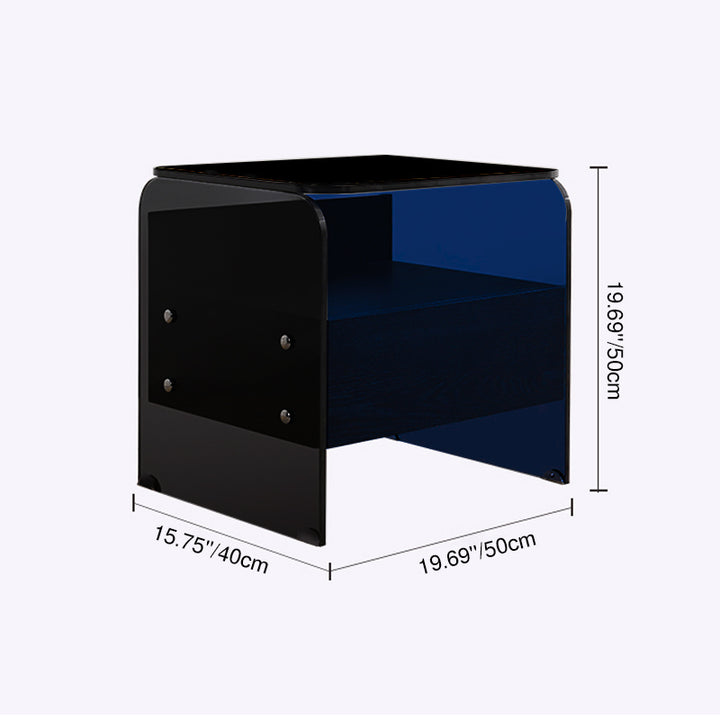 Table de chevet industrielle Maximize Storage - Table d'appoint en verre trempé résistant aux rayures avec 1 tiroir pour chambre à coucher et salon 
