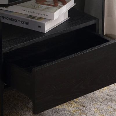 Maximize Storage Industrial Nightstand - Scratch-Resistant Tempered Glass Bedside Table 1-Drawer For Bedroom & Living Room