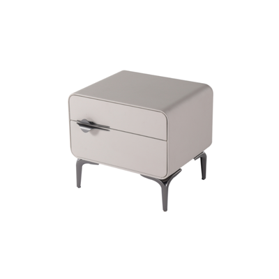 Sleek Storage & Refined Aesthetics Nightstand - Modern Minimalist Rectangular Soft PVC Leather Surface Bedside Table 2-Drawer For Bedroom