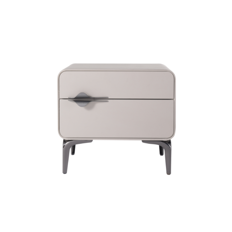 Sleek Storage & Refined Aesthetics Nightstand - Modern Minimalist Rectangular Soft PVC Leather Surface Bedside Table 2-Drawer For Bedroom