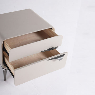 Sleek Storage & Refined Aesthetics Nightstand - Modern Minimalist Rectangular Soft PVC Leather Surface Bedside Table 2-Drawer For Bedroom