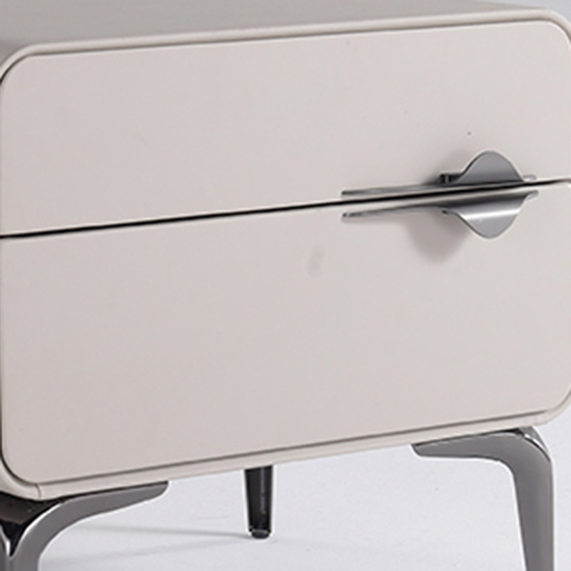Sleek Storage & Refined Aesthetics Nightstand - Modern Minimalist Rectangular Soft PVC Leather Surface Bedside Table 2-Drawer For Bedroom