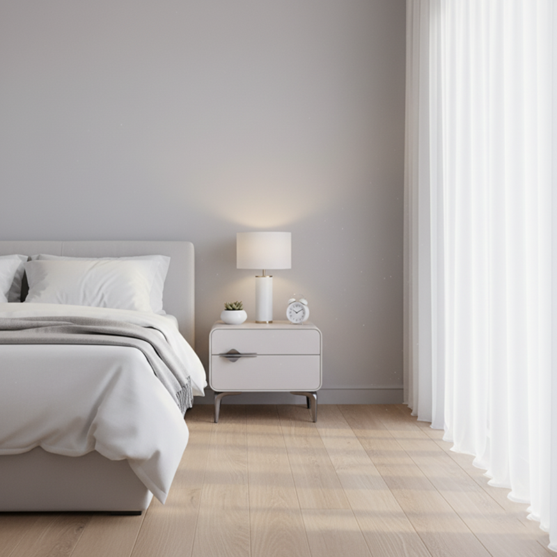 Sleek Storage & Refined Aesthetics Nightstand - Modern Minimalist Rectangular Soft PVC Leather Surface Bedside Table 2-Drawer For Bedroom