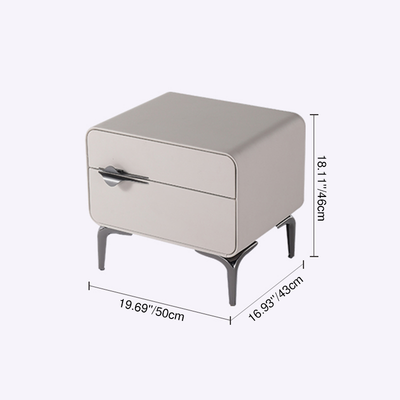 Sleek Storage & Refined Aesthetics Nightstand - Modern Minimalist Rectangular Soft PVC Leather Surface Bedside Table 2-Drawer For Bedroom