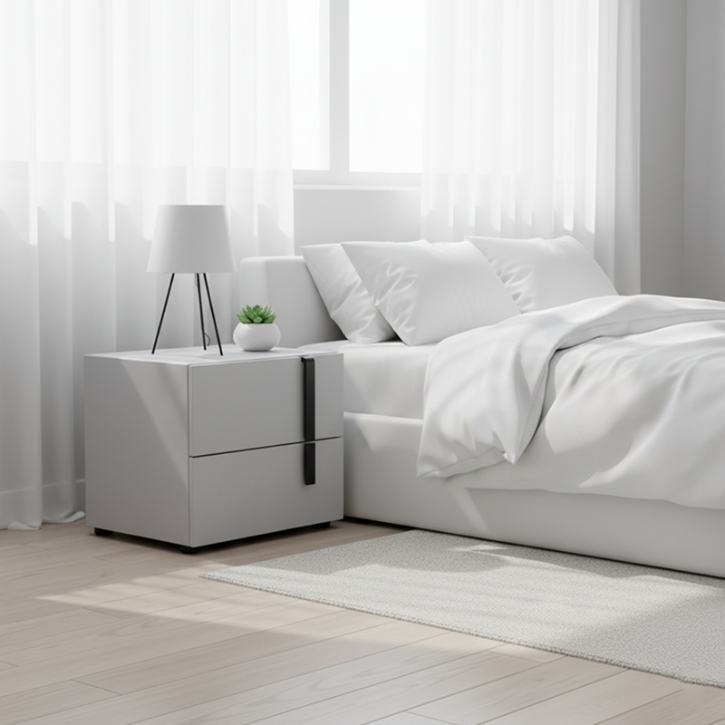 Contemporary Nordic Nightstand - Soft-Touch Storage & Natural Eco-Friendly Charm Bedside Table 2-Drawer For Bedroom & Living Room