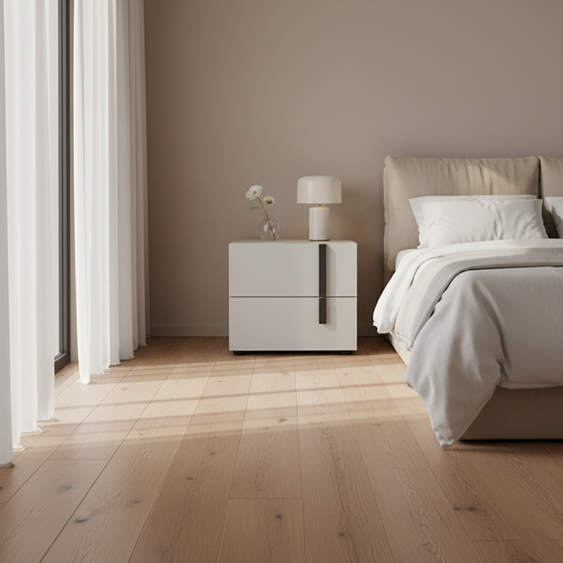 Contemporary Nordic Nightstand - Soft-Touch Storage & Natural Eco-Friendly Charm Bedside Table 2-Drawer For Bedroom & Living Room