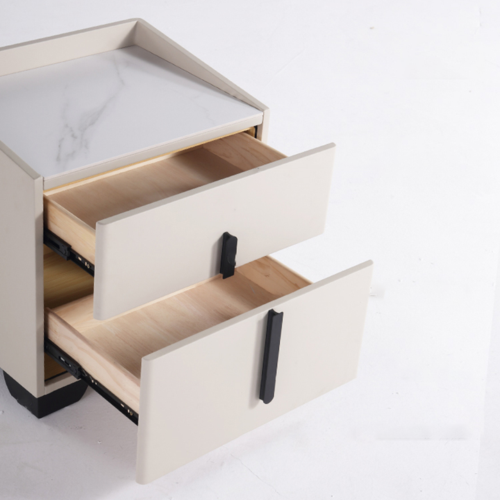 Table de chevet élégante au luxe discret - polyvalence intemporelle et détails humanisés bien pensés, table de nuit à 2 tiroirs pour chambre et salon 