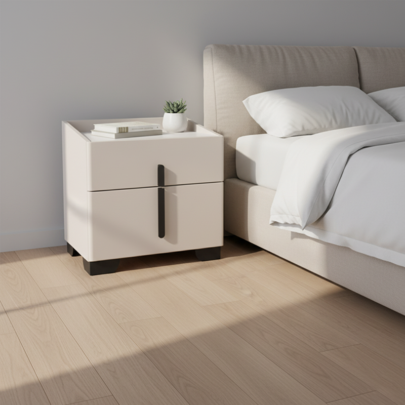 Elegant Light Luxury Nightstand - Timeless Versatility & Thoughtful Humanized Details Bedside Table 2-Drawer For Bedroom & Living Room