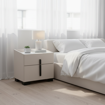 Elegant Light Luxury Nightstand - Timeless Versatility & Thoughtful Humanized Details Bedside Table 2-Drawer For Bedroom & Living Room