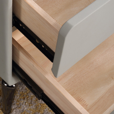 Modern Minimalist Design Nightstand - Refined Rounded Corners & Luxe Faux PVC Leather Charm Bedside Table 2-Drawer For Bedroom