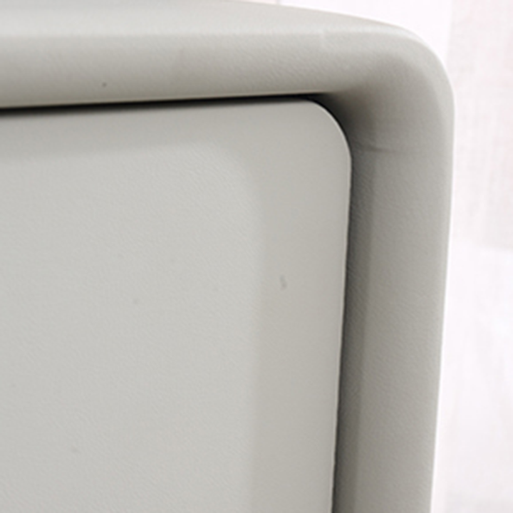 Modern Minimalist Design Nightstand - Refined Rounded Corners &amp; Luxe Faux PVC Leather Charm Bedside Table 2-Drawer For Bedroom