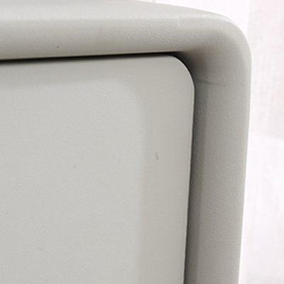 Modern Minimalist Design Nightstand - Refined Rounded Corners & Luxe Faux PVC Leather Charm Bedside Table 2-Drawer For Bedroom