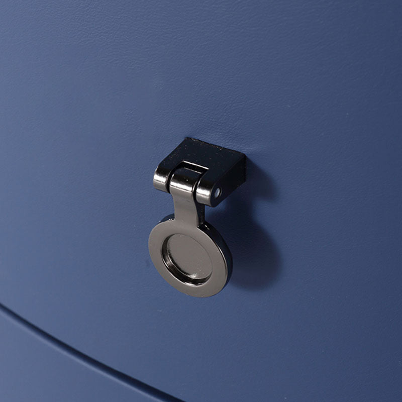 Scandinavian-Style Elliptical Cylinder Nightstand - Scratch-Resistant Top & Faux Leather Upholstery Bedside Table 2-Drawer For Bedroom