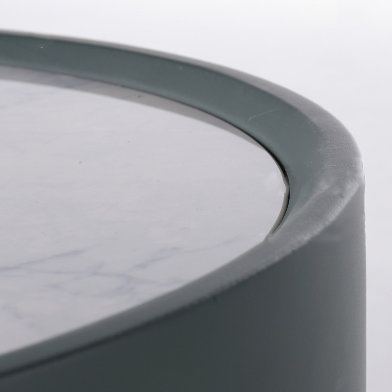 Durable Sintered Stone Top & Faux Leather Nightstand - Scandinavian Design Style Ellipse Bedside Table 1-Drawer For Bedroom