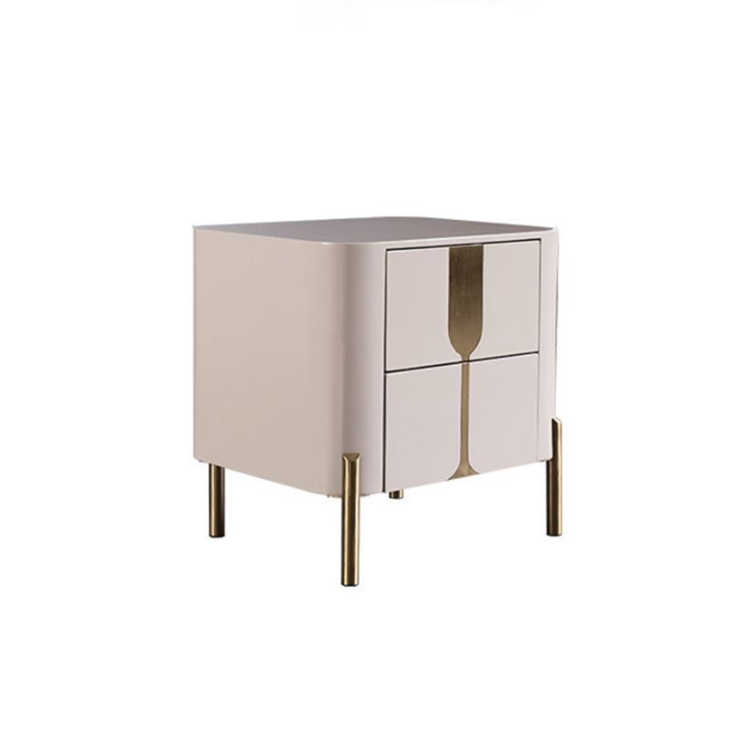Refined Minimalist Nightstand - E1 Eco-Friendly Frame & Premium Baked Enamel Surface Bedside Table 2-Drawer For Bedroom & Living Room