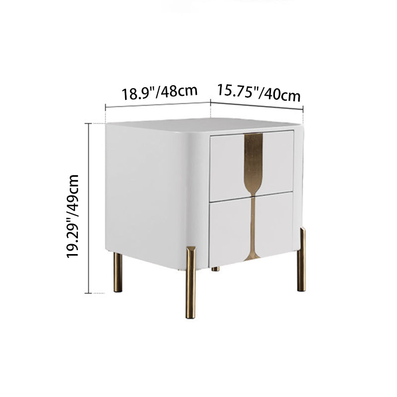 Refined Minimalist Nightstand - E1 Eco-Friendly Frame &amp; Premium Baked Enamel Surface Bedside Table 2-Drawer For Bedroom &amp; Living Room