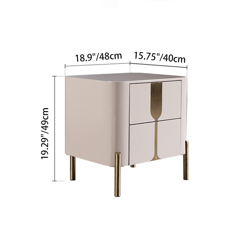 Refined Minimalist Nightstand - E1 Eco-Friendly Frame & Premium Baked Enamel Surface Bedside Table 2-Drawer For Bedroom & Living Room