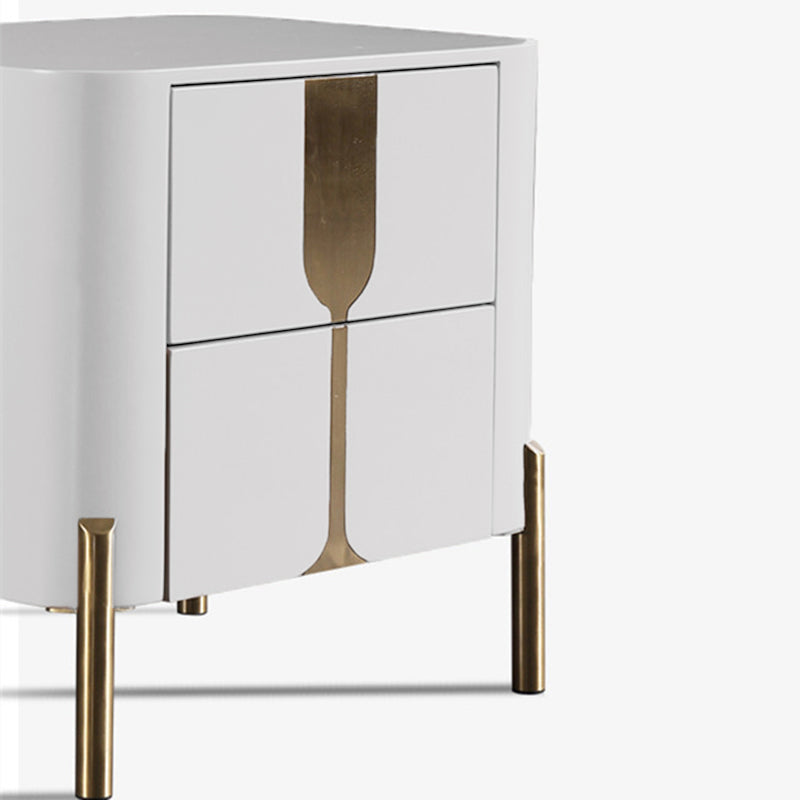 Refined Minimalist Nightstand - E1 Eco-Friendly Frame &amp; Premium Baked Enamel Surface Bedside Table 2-Drawer For Bedroom &amp; Living Room