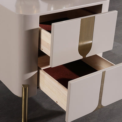 Refined Minimalist Nightstand - E1 Eco-Friendly Frame & Premium Baked Enamel Surface Bedside Table 2-Drawer For Bedroom & Living Room