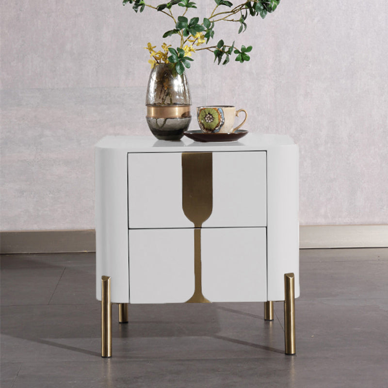Refined Minimalist Nightstand - E1 Eco-Friendly Frame &amp; Premium Baked Enamel Surface Bedside Table 2-Drawer For Bedroom &amp; Living Room