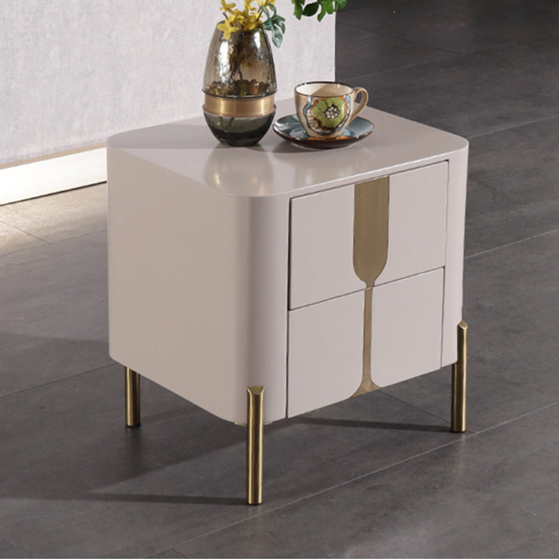 Refined Minimalist Nightstand - E1 Eco-Friendly Frame & Premium Baked Enamel Surface Bedside Table 2-Drawer For Bedroom & Living Room