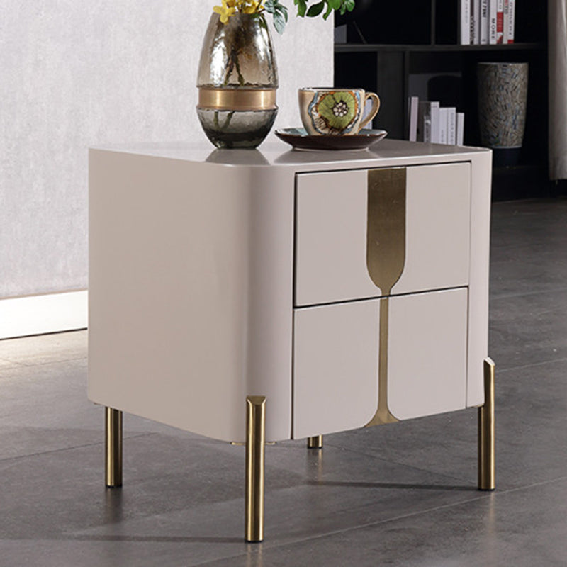 Refined Minimalist Nightstand - E1 Eco-Friendly Frame & Premium Baked Enamel Surface Bedside Table 2-Drawer For Bedroom & Living Room