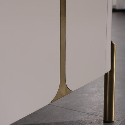 Refined Minimalist Nightstand - E1 Eco-Friendly Frame & Premium Baked Enamel Surface Bedside Table 2-Drawer For Bedroom & Living Room