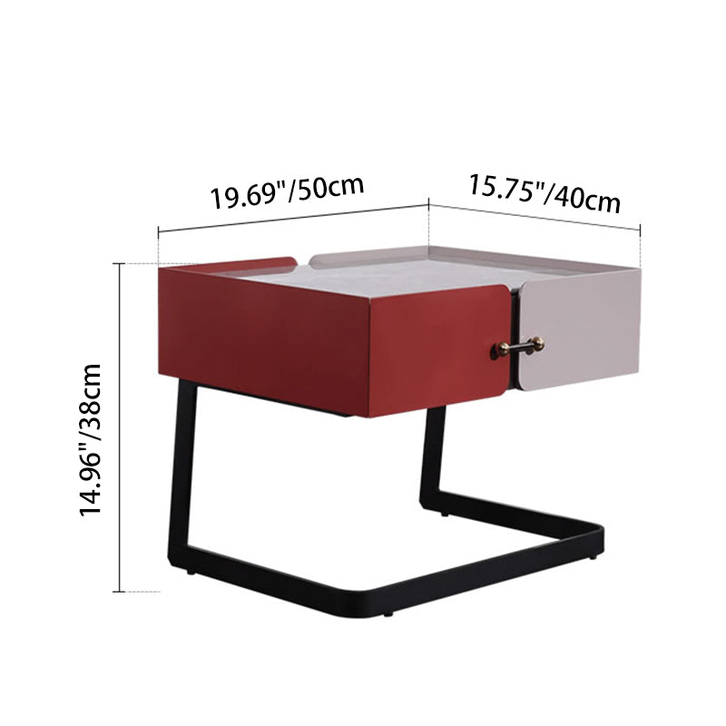 Industrial Stylish Floating Nightstand - Premium Sintered Stone Top & Durable E1 Frame Bedside Table 1-Drawer For Bedroom