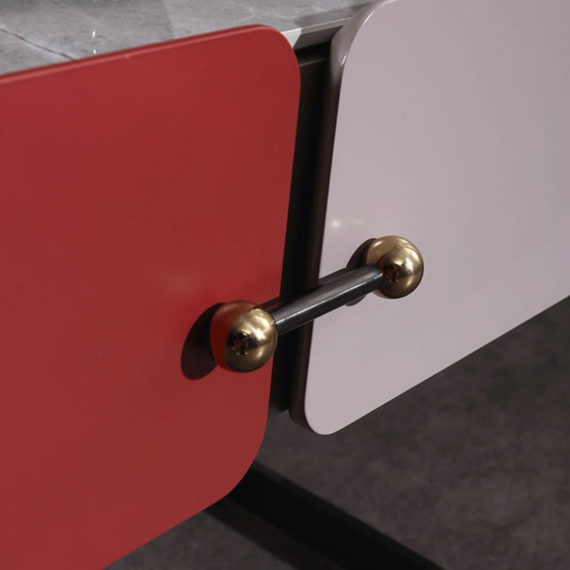 طاولة جانبية عائمة بأسلوب صناعي - سطح من الحجر الصناعي الفاخر وإطار متين E1 مع درج واحد لغرفة النوم 