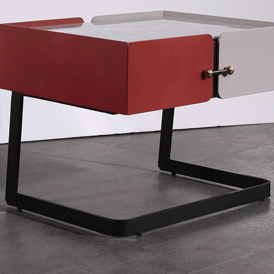 Industrial Stylish Floating Nightstand - Premium Sintered Stone Top & Durable E1 Frame Bedside Table 1-Drawer For Bedroom