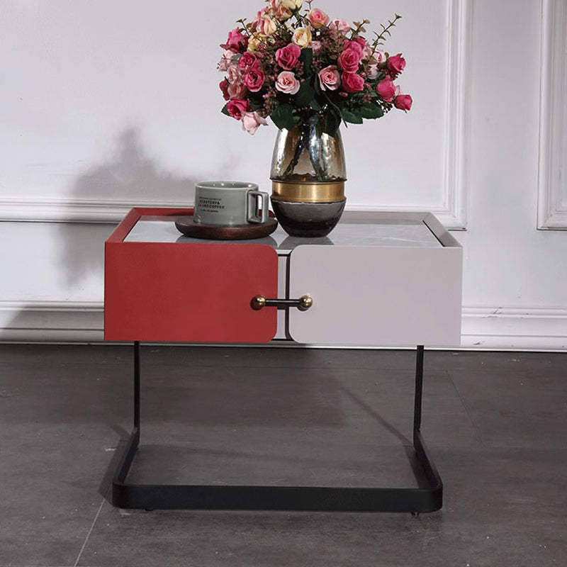 Industrial Stylish Floating Nightstand - Premium Sintered Stone Top & Durable E1 Frame Bedside Table 1-Drawer For Bedroom