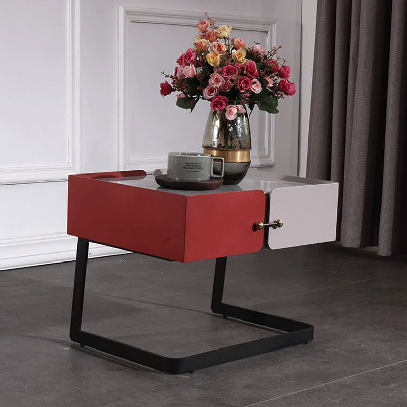 Industrial Stylish Floating Nightstand - Premium Sintered Stone Top & Durable E1 Frame Bedside Table 1-Drawer For Bedroom