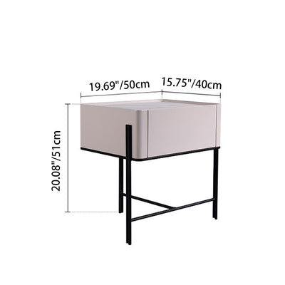 Durable Minimalist Nightstand - Sintered Rock Slab Top & Solid Wood Drawer Storage Bedside Table 1-Drawer For Bedroom