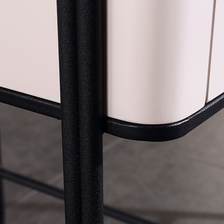 Mesita de noche minimalista duradera - Encimera de losa de roca sinterizada y cajón de madera maciza para almacenamiento junto a la cama 1 cajón para dormitorio 