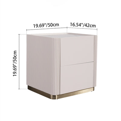 Minimalist Aesthetics Storage Function Nightstand - Scratch-Resistant Sintered Rock Stone Top Bedside Table 2-Drawer For Bedroom