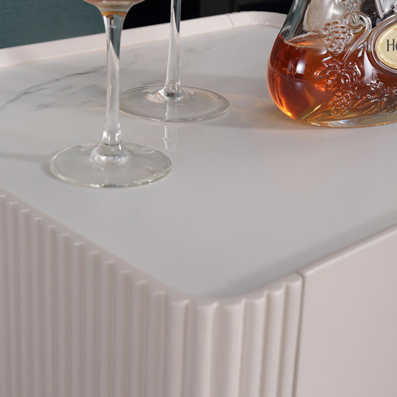 Minimalist Aesthetics Storage Function Nightstand - Scratch-Resistant Sintered Rock Stone Top Bedside Table 2-Drawer For Bedroom