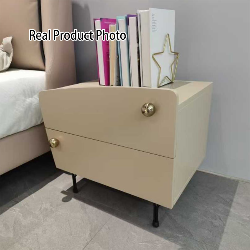 Table de chevet nordique de forme irrégulière - peinture cuite et rangement frais pratique, table de chevet à 2 tiroirs pour chambre à coucher 