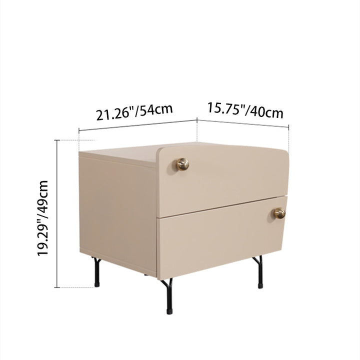 Table de chevet nordique de forme irrégulière - peinture cuite et rangement frais pratique, table de chevet à 2 tiroirs pour chambre à coucher 