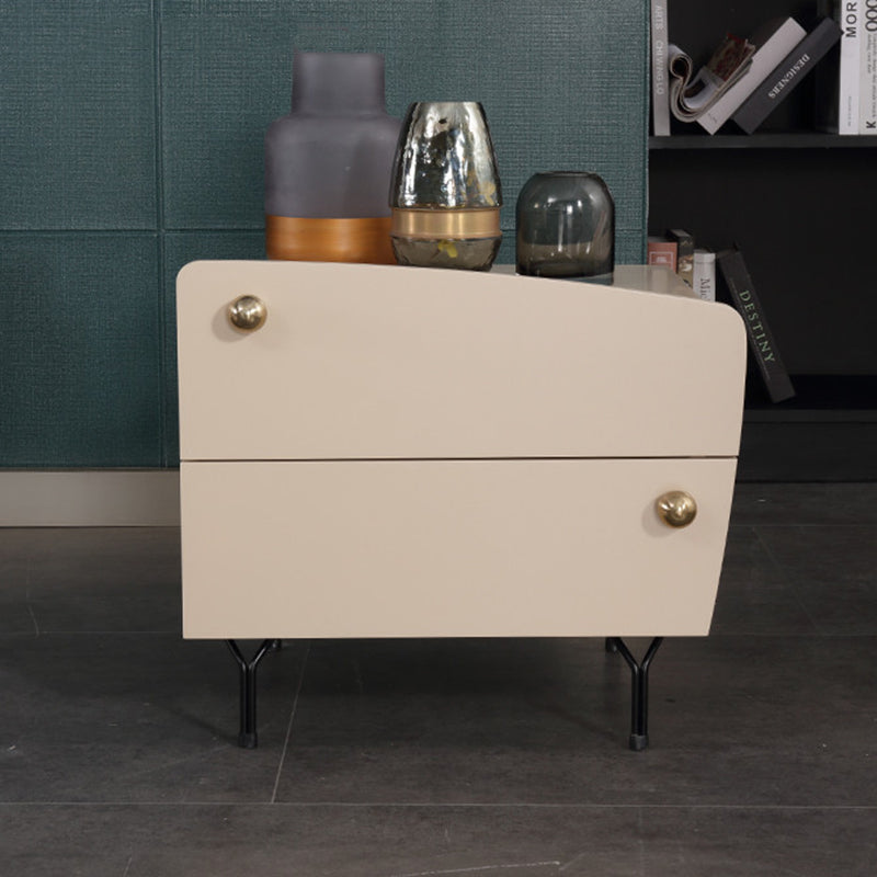 Table de chevet nordique de forme irrégulière - peinture cuite et rangement frais pratique, table de chevet à 2 tiroirs pour chambre à coucher 