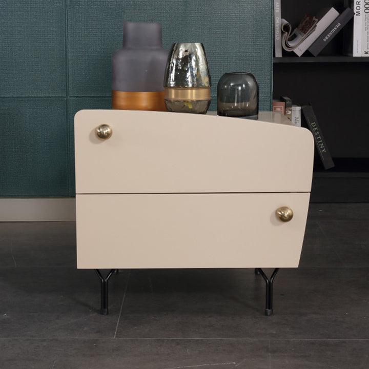 Table de chevet nordique de forme irrégulière - peinture cuite et rangement frais pratique, table de chevet à 2 tiroirs pour chambre à coucher 
