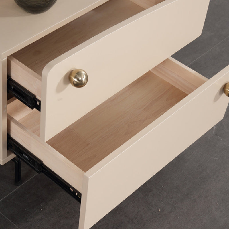 Table de chevet nordique de forme irrégulière - peinture cuite et rangement frais pratique, table de chevet à 2 tiroirs pour chambre à coucher 