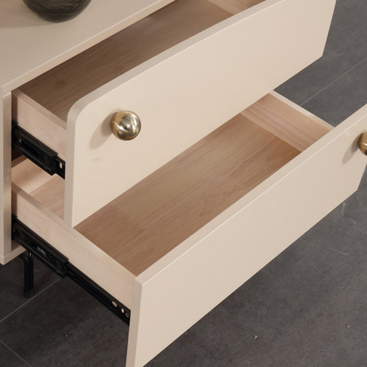 Table de chevet nordique de forme irrégulière - peinture cuite et rangement frais pratique, table de chevet à 2 tiroirs pour chambre à coucher 