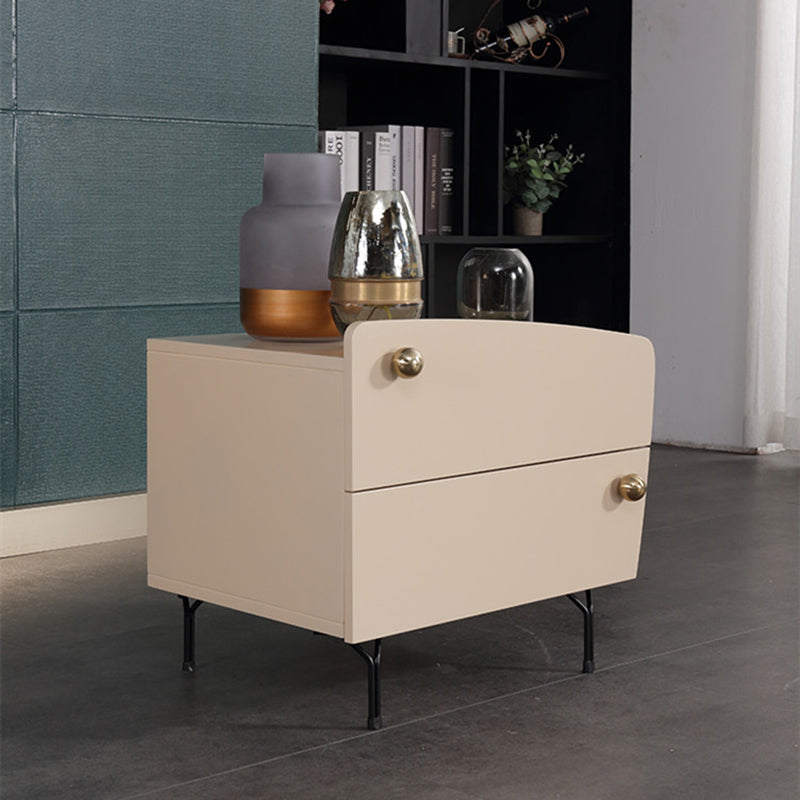 Table de chevet nordique de forme irrégulière - peinture cuite et rangement frais pratique, table de chevet à 2 tiroirs pour chambre à coucher 