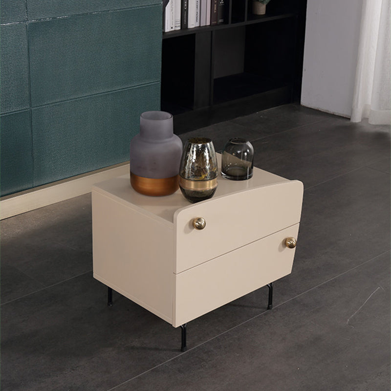 Table de chevet nordique de forme irrégulière - peinture cuite et rangement frais pratique, table de chevet à 2 tiroirs pour chambre à coucher 