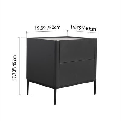 Space-Saving Minimalist Nightstand - Long-Lasting Baking Paint Color Bedside Table 2-Drawer For Bedroom