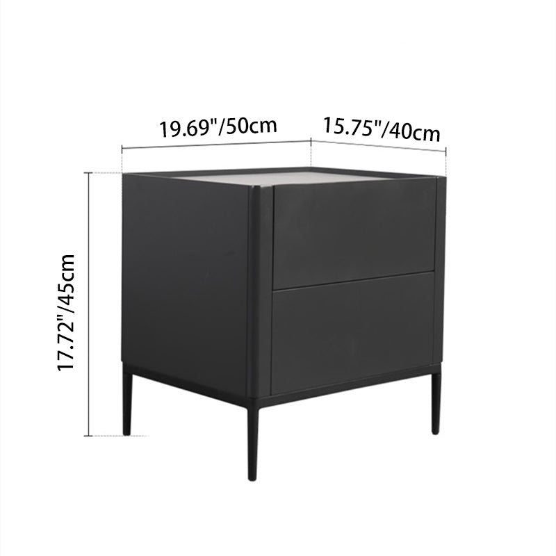 Space-Saving Minimalist Nightstand - Long-Lasting Baking Paint Color Bedside Table 2-Drawer For Bedroom