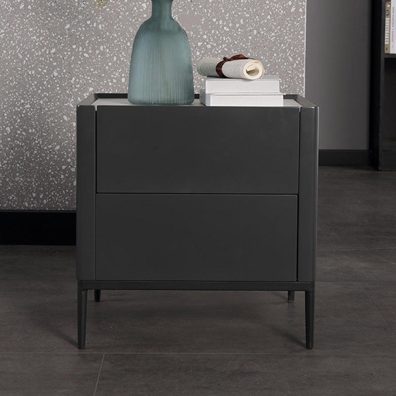 Space-Saving Minimalist Nightstand - Long-Lasting Baking Paint Color Bedside Table 2-Drawer For Bedroom